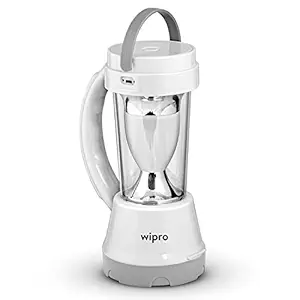 Wipro Cyrus Multi-Functional Rechargeable LED Torch with Emergency Lantern| 360 Degree Ambient Light| 1500 mAH Li-Ion Battery | White, Pack 1.