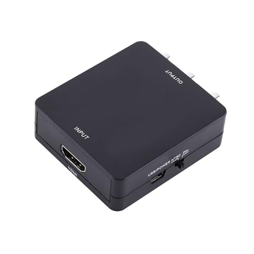 OVAQUIXI Convertidor a AV Negro Mini Adaptador HDMI2AV 1080p Compuesto CVBS Estéreo Plug and Play NTSC PAL para Televisores Antiguos VHS VCR Grabadora de DVD TV Stick (Black)