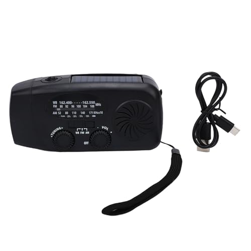 Odorkle Radio de Manivela Radio Portátil de Alerta Meteorológica NOAA con Energía Solar con Batería de 10000 MAh y Linterna LED para Emergencias (Black)