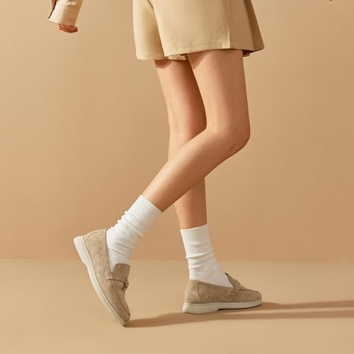 Image of BEAU TODAY Suede Loafers Flats for Women, Women's Slip On Penny Loafers, Leather Driving Comfortable Dress Ladies Loafers Casual Office Work Shoes