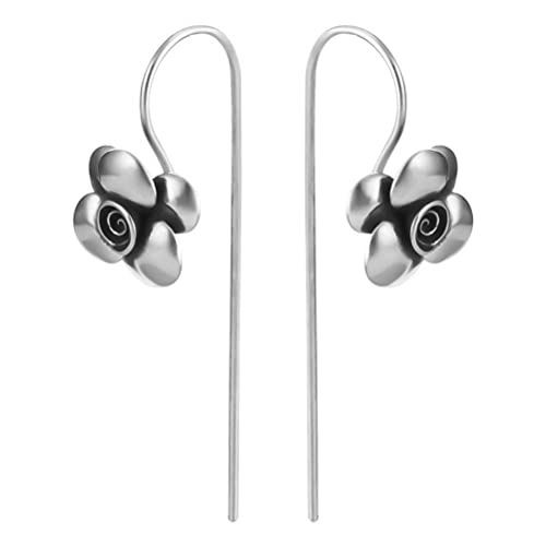 Boucles d'oreilles S925 femme rétro style ethnique chinois et thaï rose