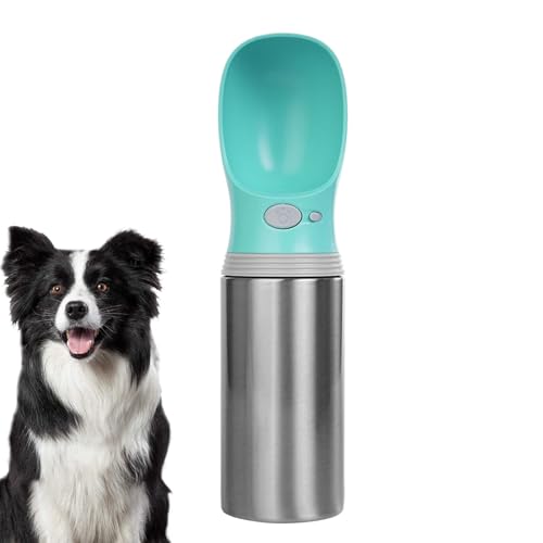 Hundetrinkflasche | 400ml Edelstahl Trinkflasche Für Hunde,Auslaufsicherer Edelstahl Spender für Unterwegs Auto Camping
