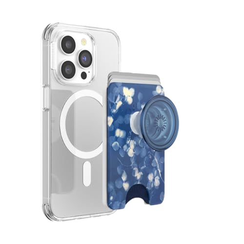 Image of PopSockets Phone Wallet for MagSafe, Phone Card Holder with Grip, Blue - Phantom Aspen