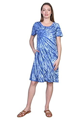 Image of LA CERA Women's Cotton Knit Summer A-Line Dress with Side Pockets