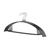 BESSLEE Non-Slip Rubber Coated Metal Hangers No Shoulder Bump, Set of 5/10 Heavy Duty Contour Sweater Hangers for Shirts Coats Dresses or Suits, Rust-Free Closet Clothes Organizer, 16.5”, Black