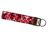 Red Black & White Diamond Pattern Handmade Keychain Wristlet