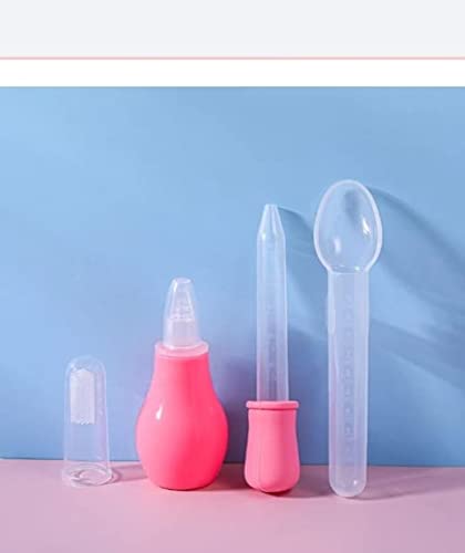 Sanvi Baby 4 pcs Baby Nasal Aspirator Silicon toothbruss Feeding Medicine Dropper and Spoon - silcon with Plastic (Pink )-picture-19