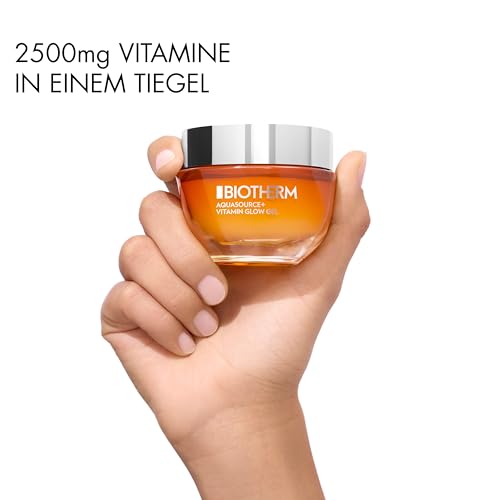 Biotherm Aquasource+ Vitamin Glow Gel, feuchtigkeitsspendendes Pflegegel mit 2500mg Vitamin B3, Astaxanthin & Biotech Plankton, für strahlende, reine Haut und ebenmäßigen Teint