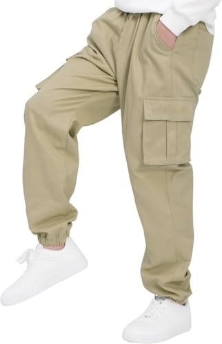 Image of ADBUCKS Boys' Cotton Cargo Joggers - Soft, Casual Pants with Pockets II Boy's Relaxed Cargo Joggers Pants for Boy