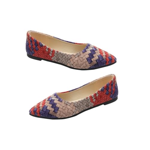 Mocasines de mujer Veemoon color naranja talla 39: flats casuales con suela cómoda antideslizante