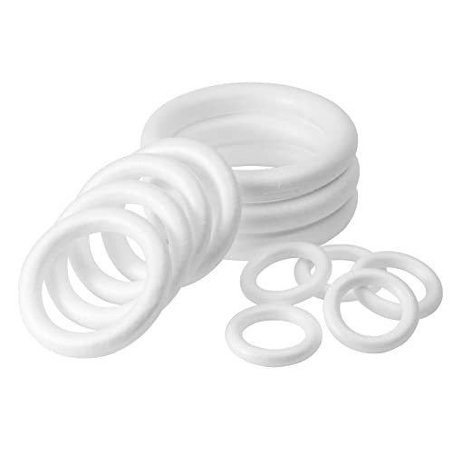 FFchuanhe 12pack Craft Foam Wreath Foam Rings for Crafts 3 Sizes(11in 7.5in 4.6in) for Flower Projects Christmas Wedding Home Decoration and Various DIY Arts and Crafts.White