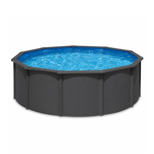 Nix Pool Piscina Desmontable de Acero Antracita para jardín con depuradora y Escalera (Premium - 460 x 120 cm)