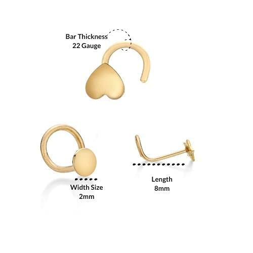 22G Nose Ring Set 2Mm Circle Star Heart In 10K Yellow Gold By Lavari Jewelers #TOP6