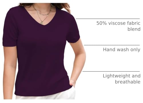 Image of DAIMIDY Women's Short Sleeve Sweater V Neck Summer Knit Tops