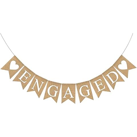 Engaged Burlap Banner Rustic Engagement Party Decorations Bunting Garland Cover