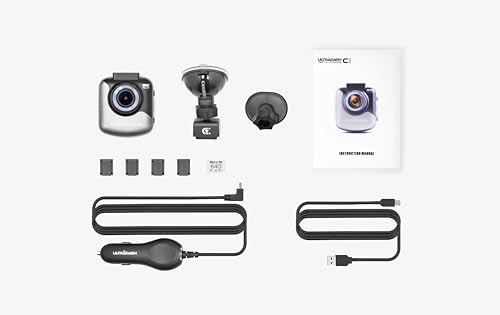 Image of Dash Cam UltraDash C1 + 64GB High Endurance Micro SD Card Bundle - Magnetic Charging Mount, HDR High-end Night Image Sensor, F1.8 140 Degree Wide Angle Lens, G-Sensor, 2 inch LCD, Super Capacitor