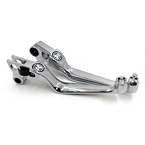 HTTMT- Chrome Smooth Skull Wide Blade Levers Compatible With 96-03 XL 96-later Dyna 96-14 Softail [P/N: MT241-020SA-CD]