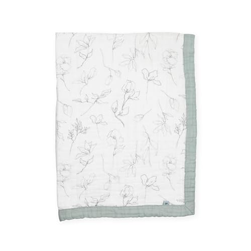 Image of Little Unicorn 100% Certified Organic Newborn Receiving Quilt | Ultra- Soft, Multi-Layered Muslin Fabric | Gift for Newborns & on-The-go (Pencil Floral)