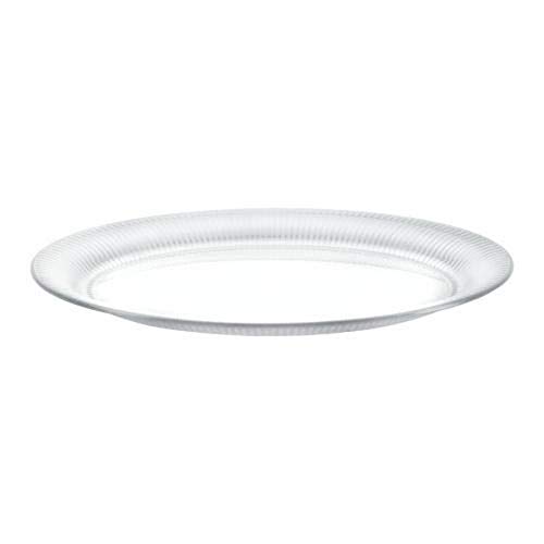 Kingzak Plastic Oval Ridged Serving Tray - 185” x 1425”  Clear  1 Pc