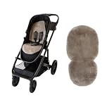 Naturally Sheepskins Snuggly Pram Liner (69x34cm) - 100% Natural & Genuine New Zealand Merino Wool for Strollers & Pushchairs - Universal Fit, Breathable & Temperature Regulating (Taupe)