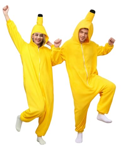 BWVQNO Loose - fitting Banana Onesie Adult Banana Halloween Costumes Couples Costume