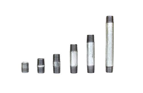 CMI Inc 3/4\" X CLOSE\" 10 Pack Industrial Galvanized Steel Pipe Nipple, Pipe Connector For Vintage DIY Furniture Home Pipe Decor,3/4 Inch Galvanized Threaded Pipes and Pipe Fittings (3/4\" X 1\" CLOSE)
