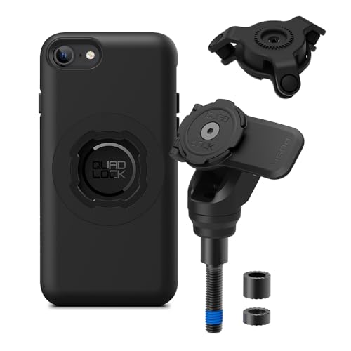Image of Quad Lock Handlebar Clamp PRO Motorcycle Phone Mount with Vibration Dampener and MAG Phone Case for iPhone SE (3rd / 2nd Gen) & 8 /7