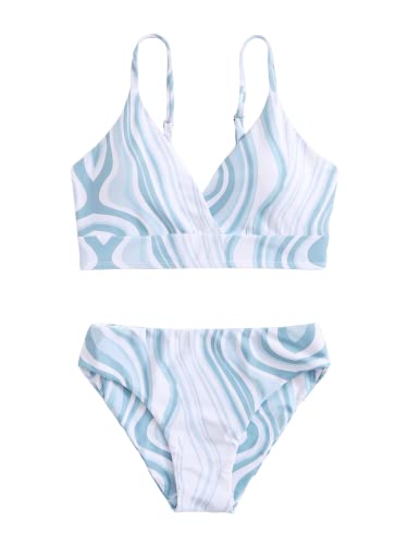 Soly Hux Girl's Spaghetti Strap V Neck Printed Bikini Bathing Suits 2 Piece Swimsuits Multi Allover Print 150 #TOP8