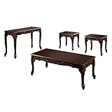BOWERY HILL Traditional Solid Wood 4-Piece Coffee Table Set in Dark Cherry