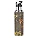 Arte Bebé Dragón Dinosaurio Animal Botella de Agua Deportiva con Pajita Acero Inoxidable, 600ML Botellas Termica Sin BPA para Niños Deporte Gimnasio Ciclismo Escuela