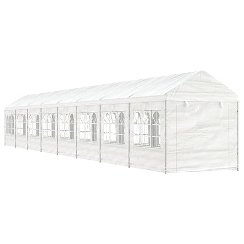 Cenador con Techo Polietileno Blanco 17,84x2,28x2,69 m, Xichuzi Cenadores para Jardin, Pergolas De Jardin, Carpas De Jardin, Carpas para Exteriores, Carpa Jardin Exterior - SPU:3155484