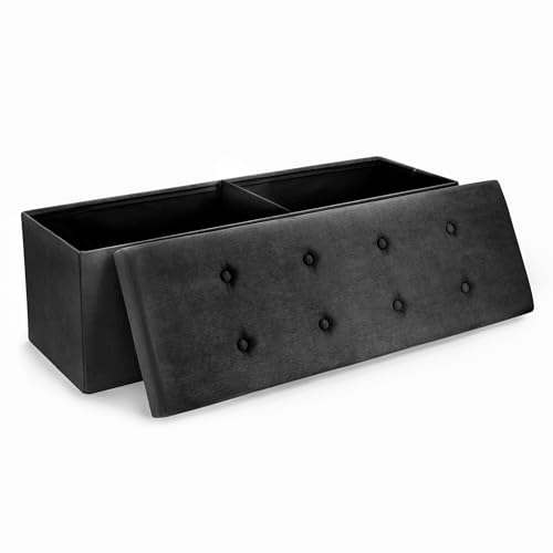 Sorbus Collapsible Storage Ottoman Bench (Black, Large (15” x 43” x 15”)) - image 1