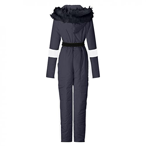 Foto von Skianzug Damen Einteiliger - Winter Warme Schnee Skifahren SäTze Outdoor-Waterproof-Jumpsuit-Langer Overall Mit Kapuze-Snowboard Skisuit-SkianzüGe Wasserdicht Verdicken Schneeanzug Ski Suit