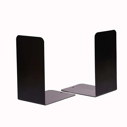 Image of Zepdos Book Stand for Table | Non-Slip L-Shaped Book Ends for Desk & Office | Strong Steel Book Holder for Books, Magazines, Files & Steel Book Stands for Office, Home & Study Table (1 Pair, Black)