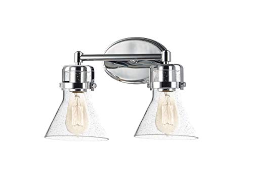 Image of Maxim Lighting Seafarer 1-Light Wall Sconce | Polished Chrome Steel Finish | Seedy Glass Shade | Industrial Indoor Light Fixture | Ideal for Hallways, Bedrooms & Bathrooms | Dimmable | 26111CDPC