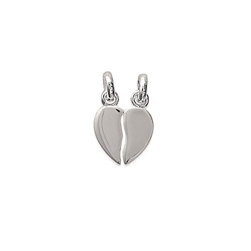 Tata Gisèle Pendentif en Argent 925/000 Rhodié - Coeur Sécable en 2 Parties