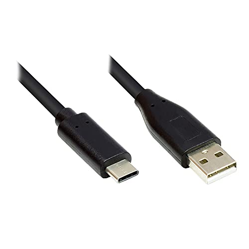 Good Connections USB 2.0 Anschlusskabel - USB-C Stecker an USB 2.0 A Stecker - KUPFERLEITER, Doppelschirmung, 480 Mbit/s Datenübertragung - schwarz - 2 m