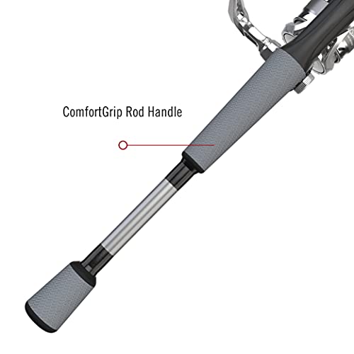 Quantum Throttle Spinning Reel And Fishing Rod Combo, 6-Foot 6-Inch 2-Piece Im8 Graphite Rod With Comfortgrip Rod Handle, Dura-Lok Anti-Reverse Clutch Fishing Reel With Maxcast Ii Spool And Braid Band #TOP5