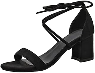 BFYSFBAIG Women Fashion Summer Sandals Chunky Heeled Middle Heel Pointed Toe Buckle Rhinestone Glitter Wedding Party Shoes