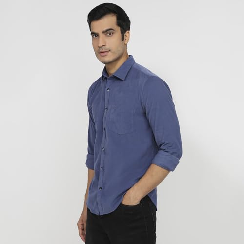 Image of Park Avenue Men Slim Fit Solid Pattern Pure Cotton Semi Cut Away Collar Full Sleeve Casual Shirt