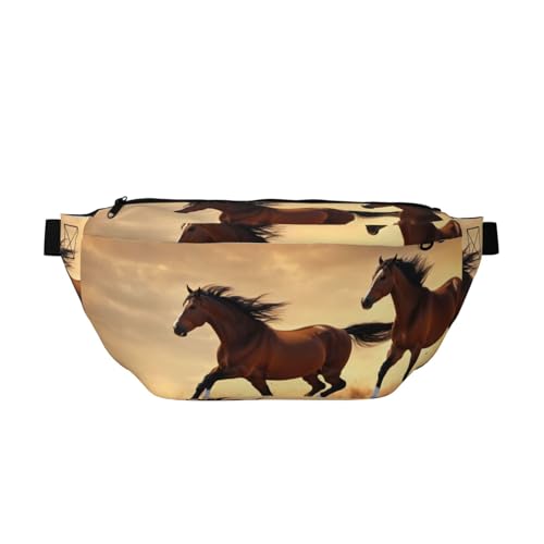 Sac banane de course à pied léger motif cheval rayé et sangle ajustable