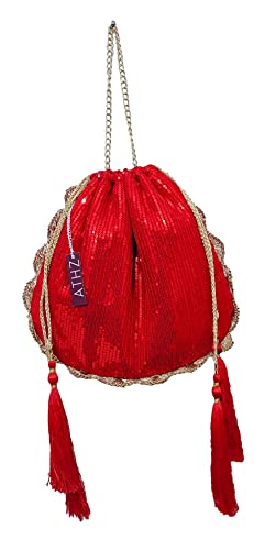 Image of Signature Potli Bag for Women - Sequin Knot Detail | Wedding & Cocktail Festive Statement Ethnic Handbag