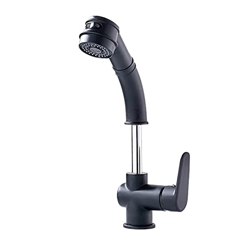 Robinet de salle de bain design noir mat avec douchette rétractable haut de gamme - 2
