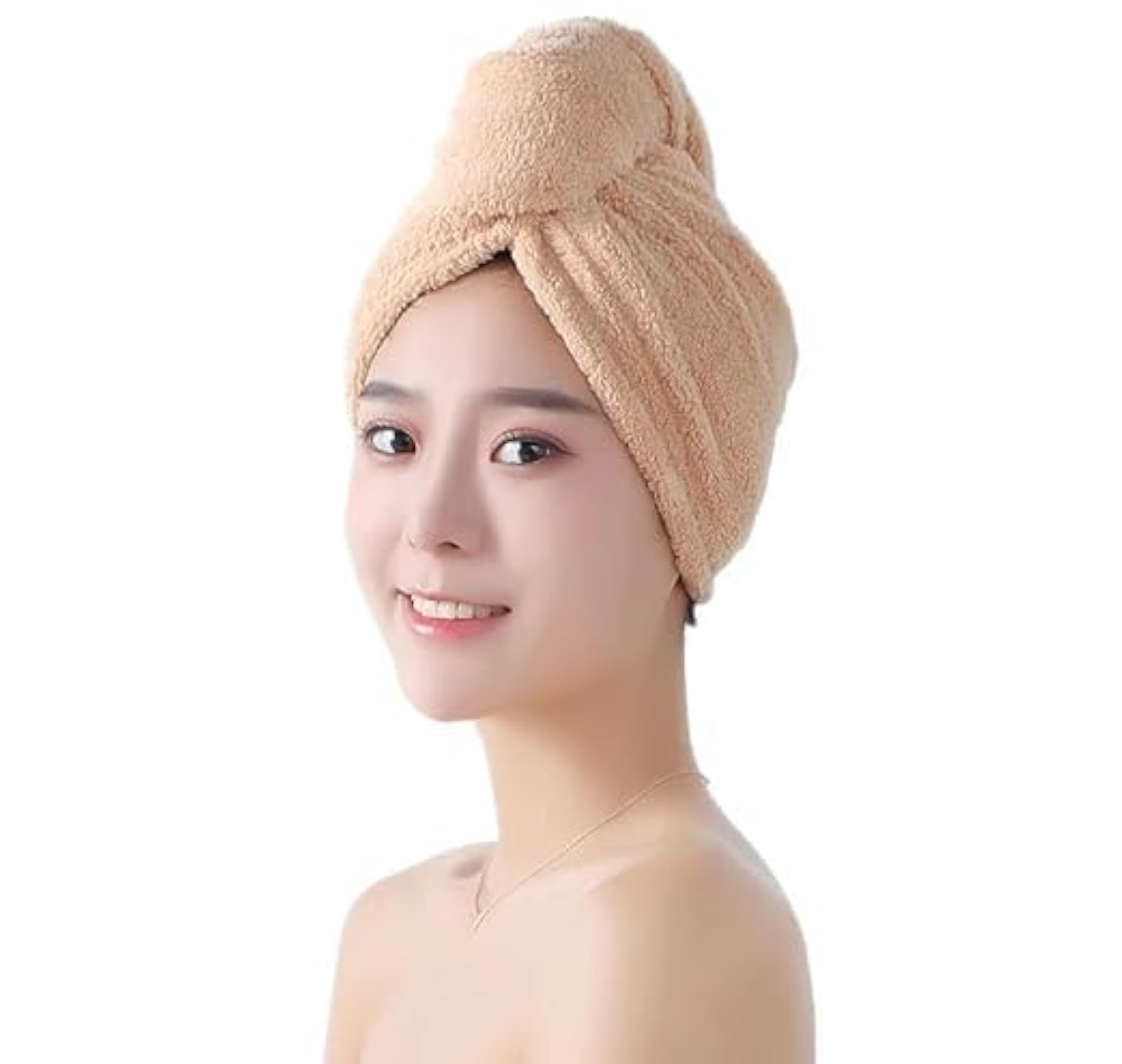Quick Dry Microfiber Hair Towel Wrap for Women, Button Closure