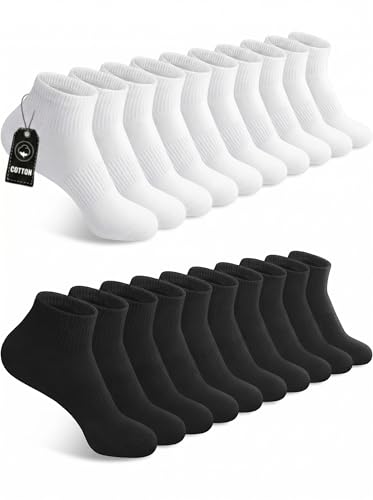 Image of YSense 10 Pairs Womens Ankle Socks Cotton Quarter Socks Women Men | Cushioned for Running Athletic Casual, Breathable Moisture-Wicking, Toe Seamless