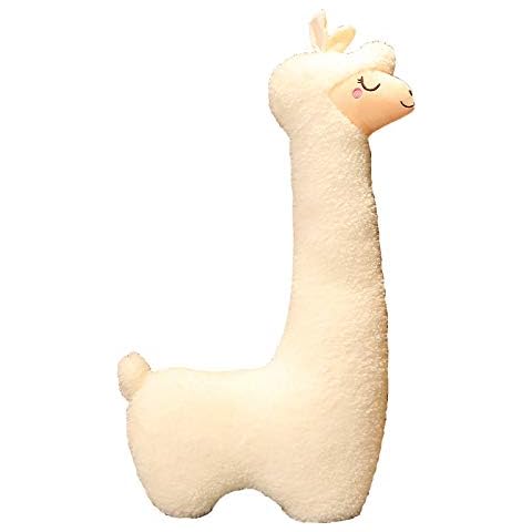 Cojín de peluche de alpaca blanca de 130 cm con cremallera y relleno de algodón PP de Funthy Cover