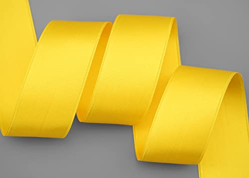 finemark 25 m x 40 mm satin ribbon, yellow (605), double sided satin ribbon, no wire, soft and shiny, gift ribbon