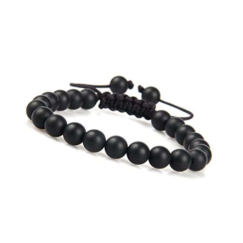 Herren Armband aus echten Onyxsteinen (Shamballa) Perlenarmband geflochten mit Onyxstein Onyxperle Onyxperlenarmband schwarzesarmband schwarzerschmuck Black Cover