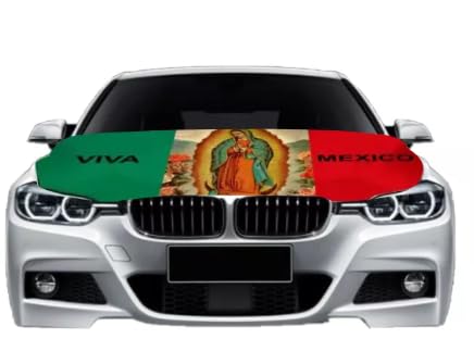 Image of Car Hood Cover Country Flag Hood Cover Durable Weatherproof Universal Fit Car Cover for All Seasons Protection Custom Fit for Cars Trucks SUVs (Guadalupe)