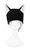 Mrawp Women's Black Fleece Beanie Cat Hat (Black with White)